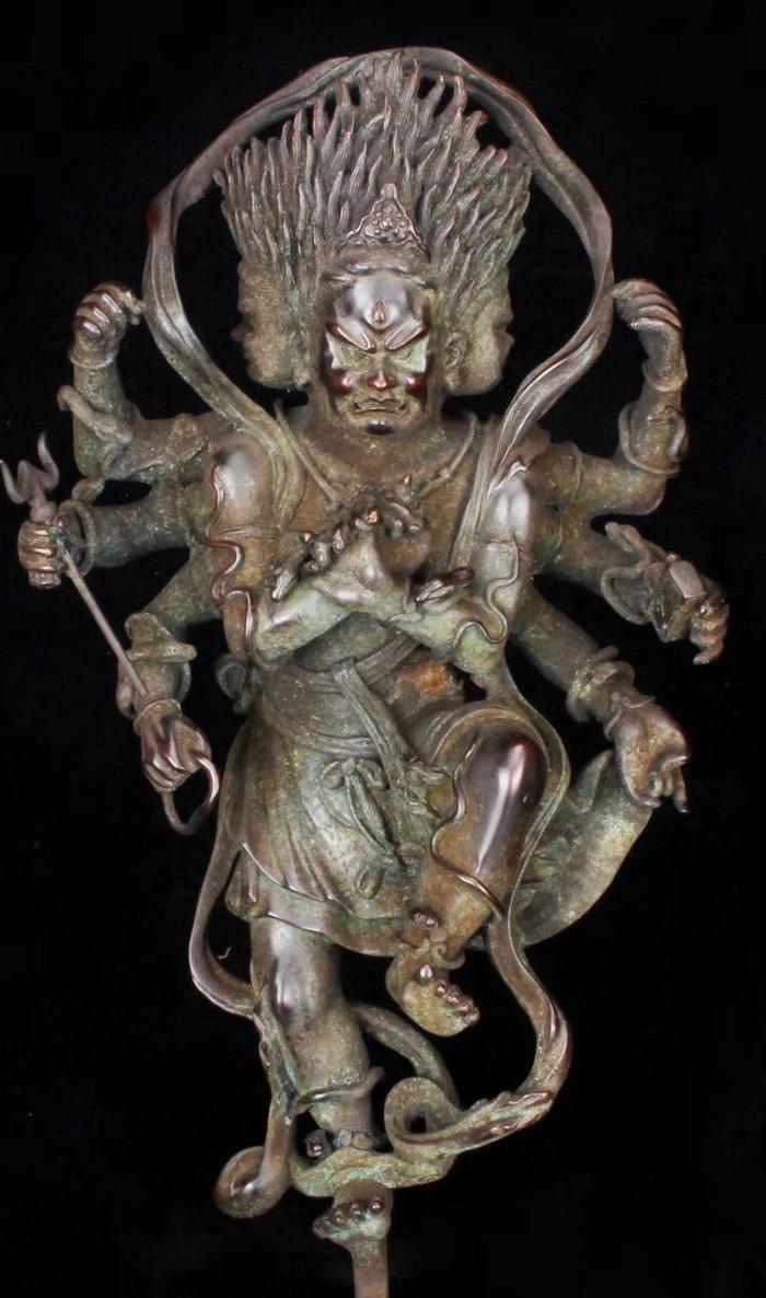 明代藏传铜胎醇美包浆大威德明王像