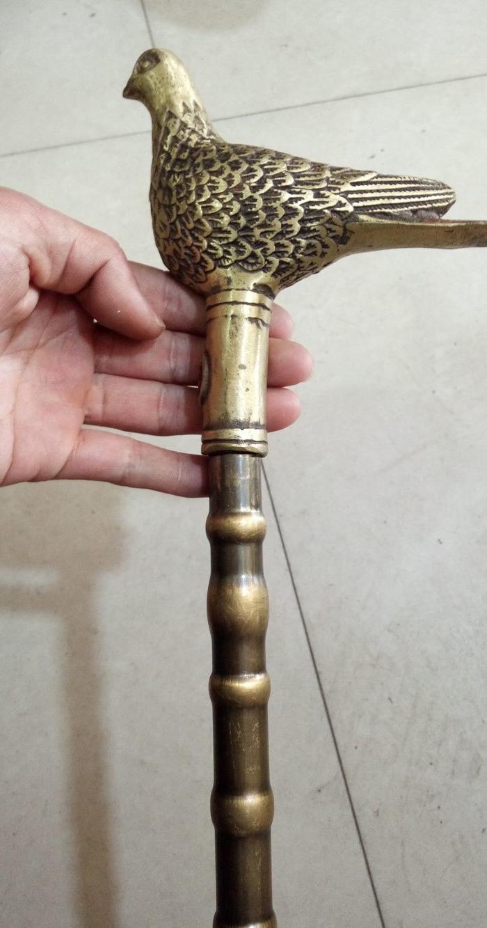 仿古铜器 纯铜朱雀老人杖 拐杖