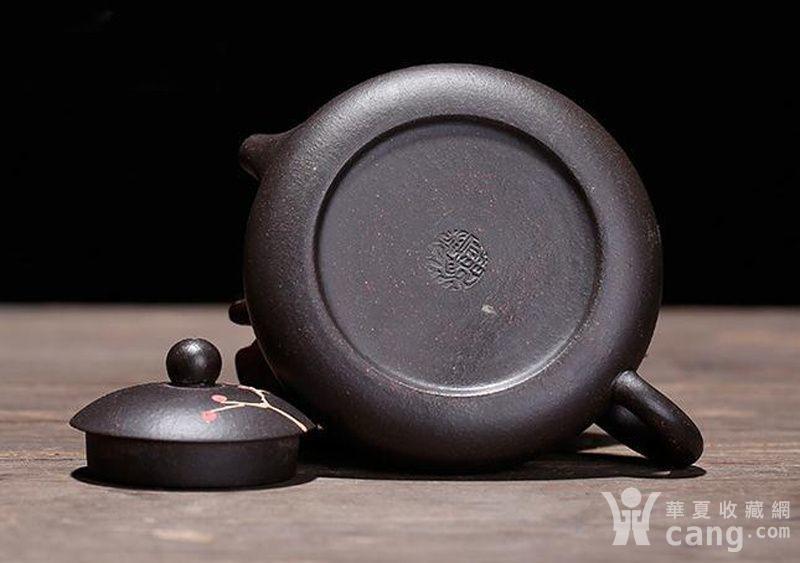 宜兴原矿黑朱泥彩绘扁冬瓢壶杨飞楠