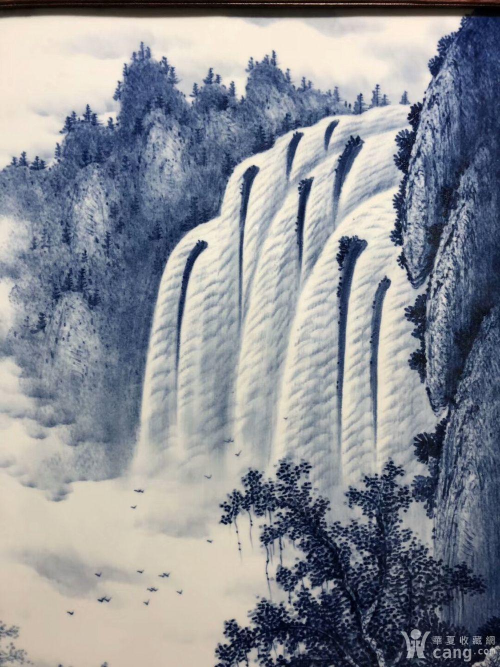 王步青花山水瓷板画