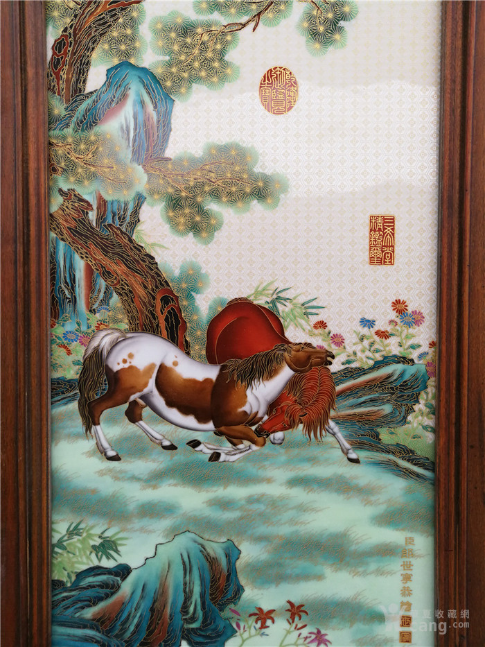 郎世宁八骏图瓷板挂屏