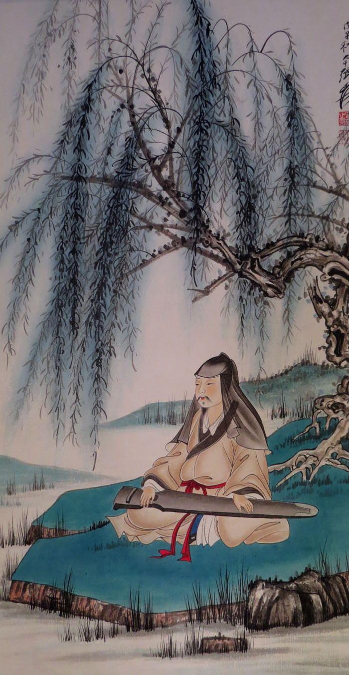 张大千山水人物立轴