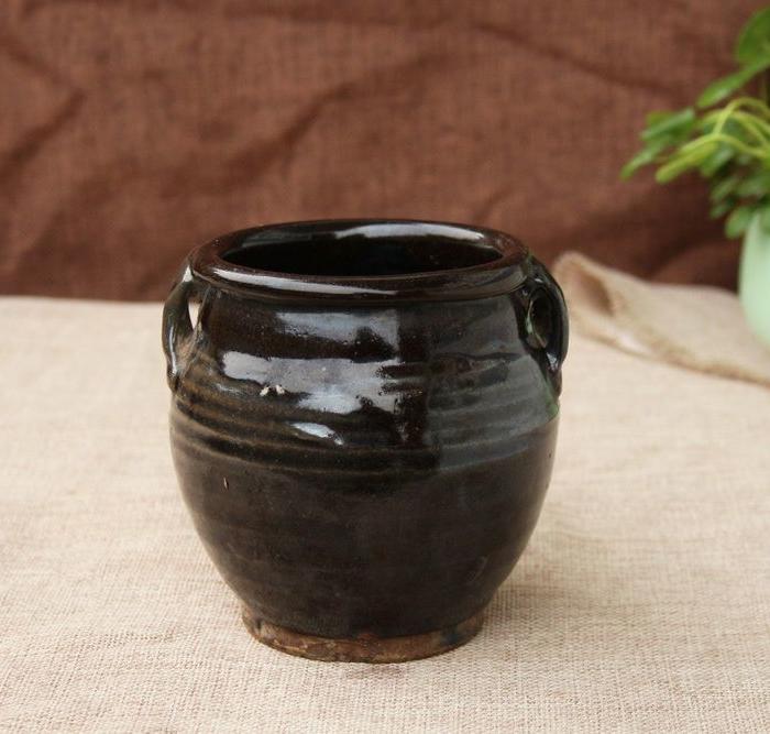 金元磁州窑黑釉四系罐