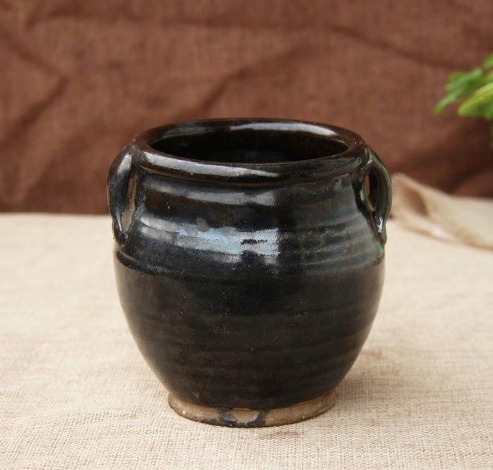 金元磁州窑黑釉四系罐