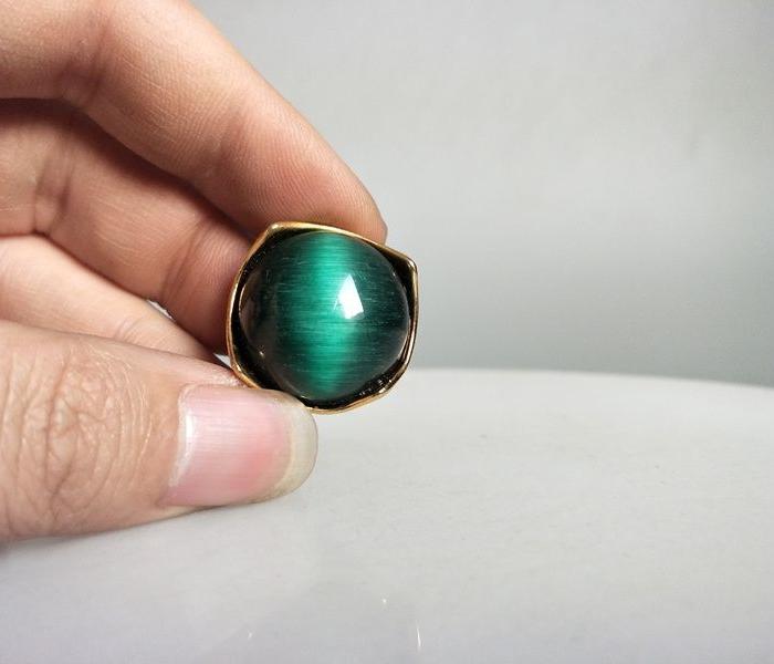 乡下收的老凤祥18k猫眼戒指