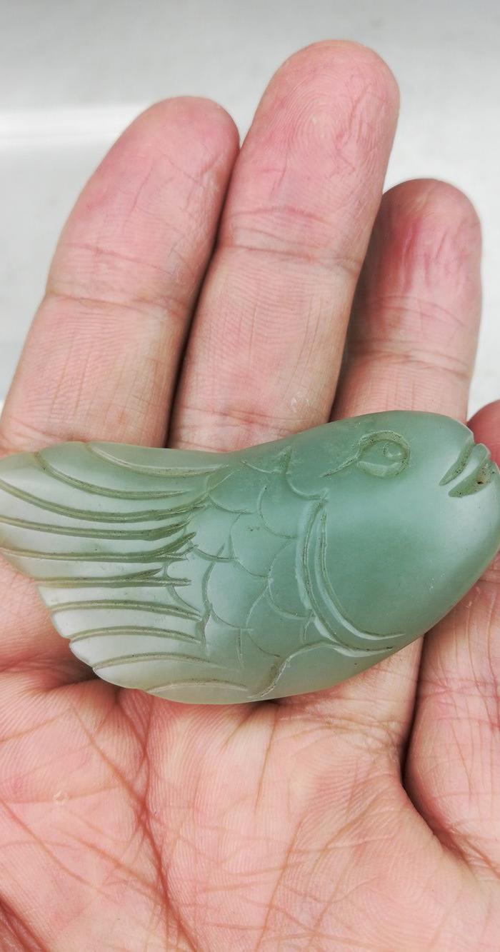 民国和田玉鱼挂件