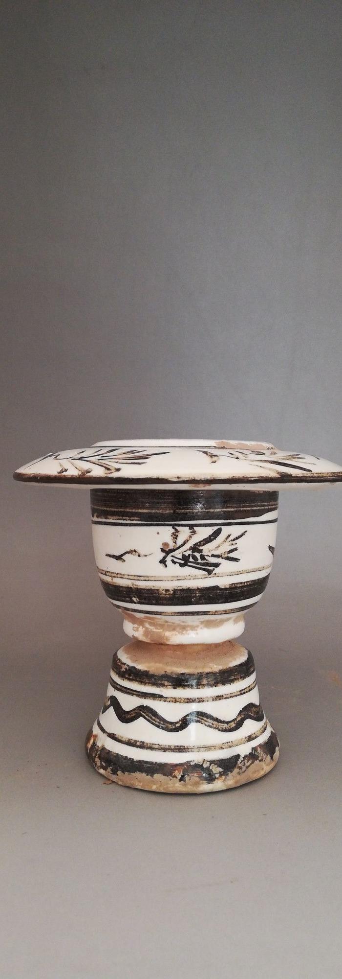 金元磁州窑白底黑花行炉