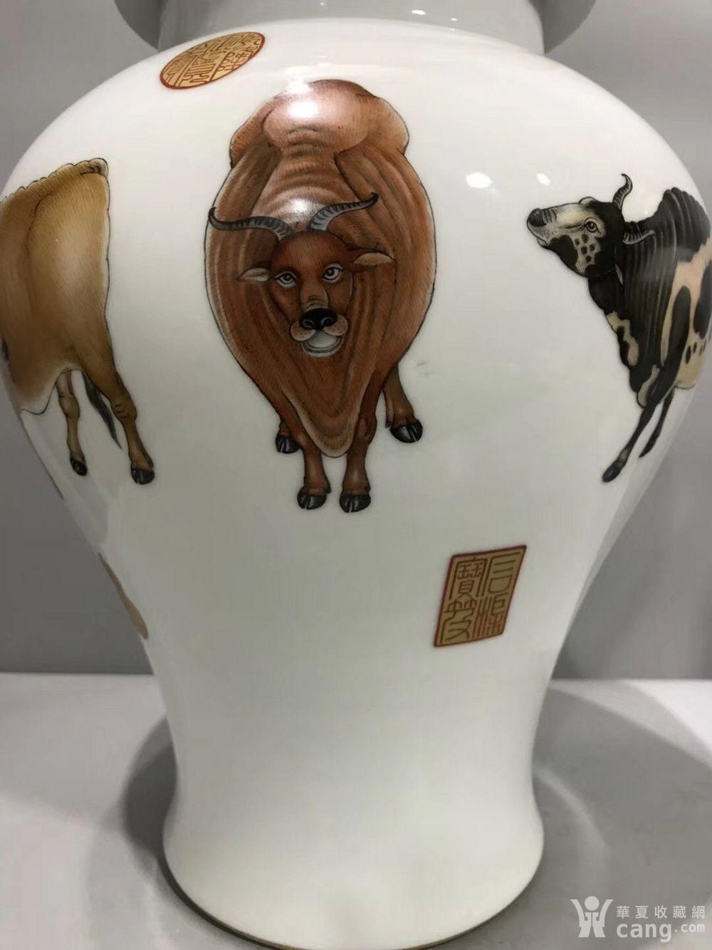 大清乾隆年制 款五牛图将军罐一对m 尺寸如图