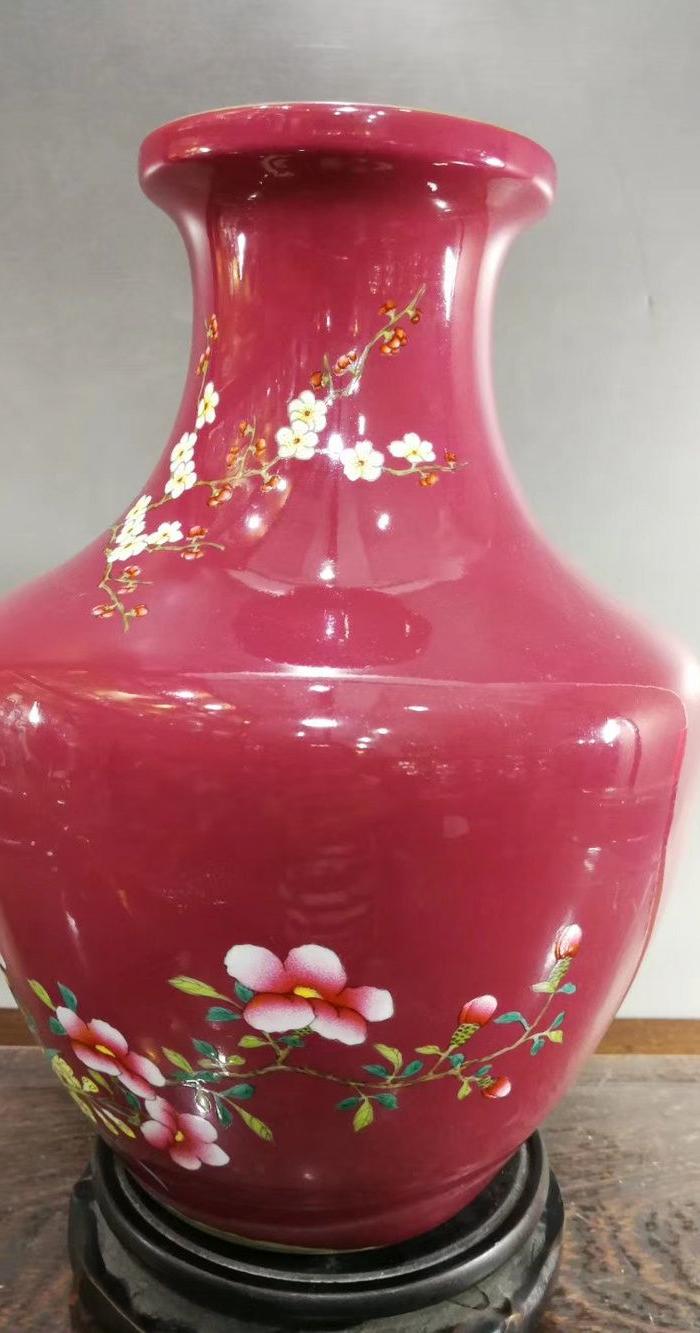 胭脂红花鸟瓶图片_来自藏友古今缘8885_瓷器_地摊交易_华夏收藏网