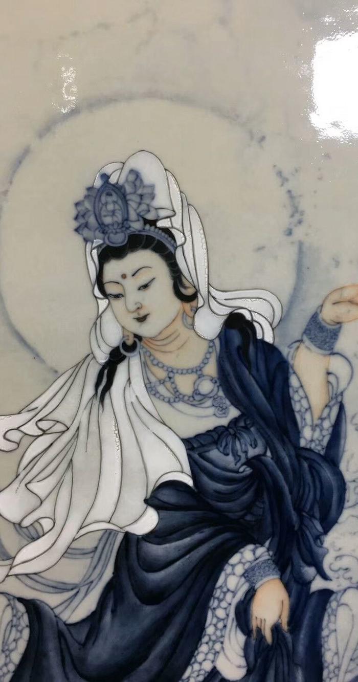 王步 青花人物瓷板