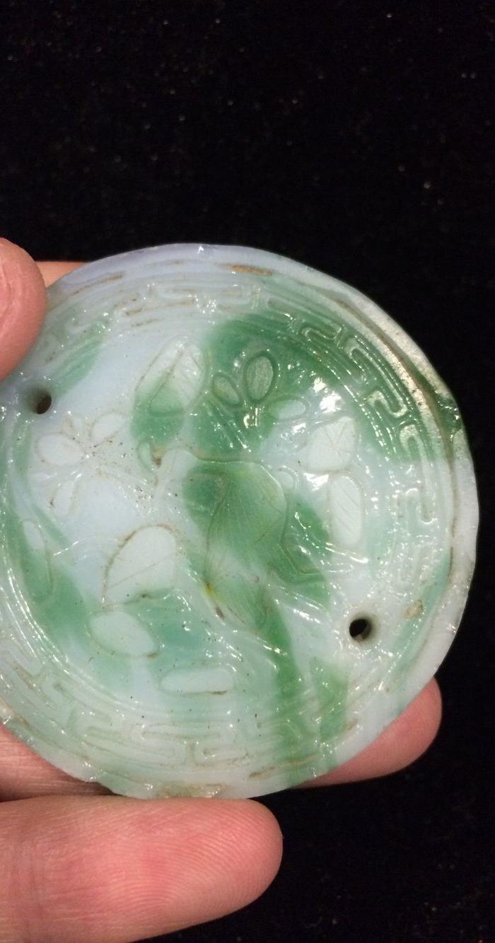 清 老琉璃仿翡翠 佩