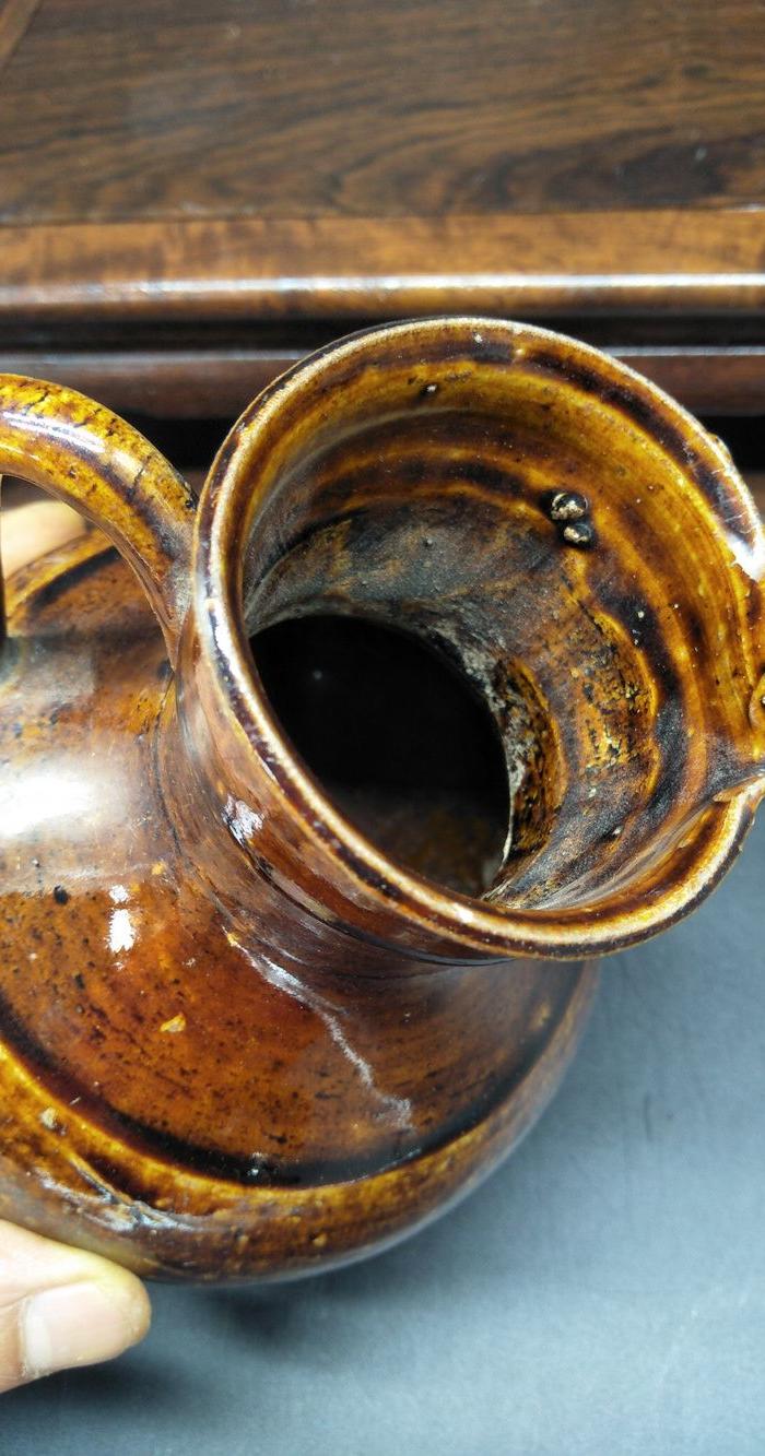 全品西坝窑玻璃酱釉执壶