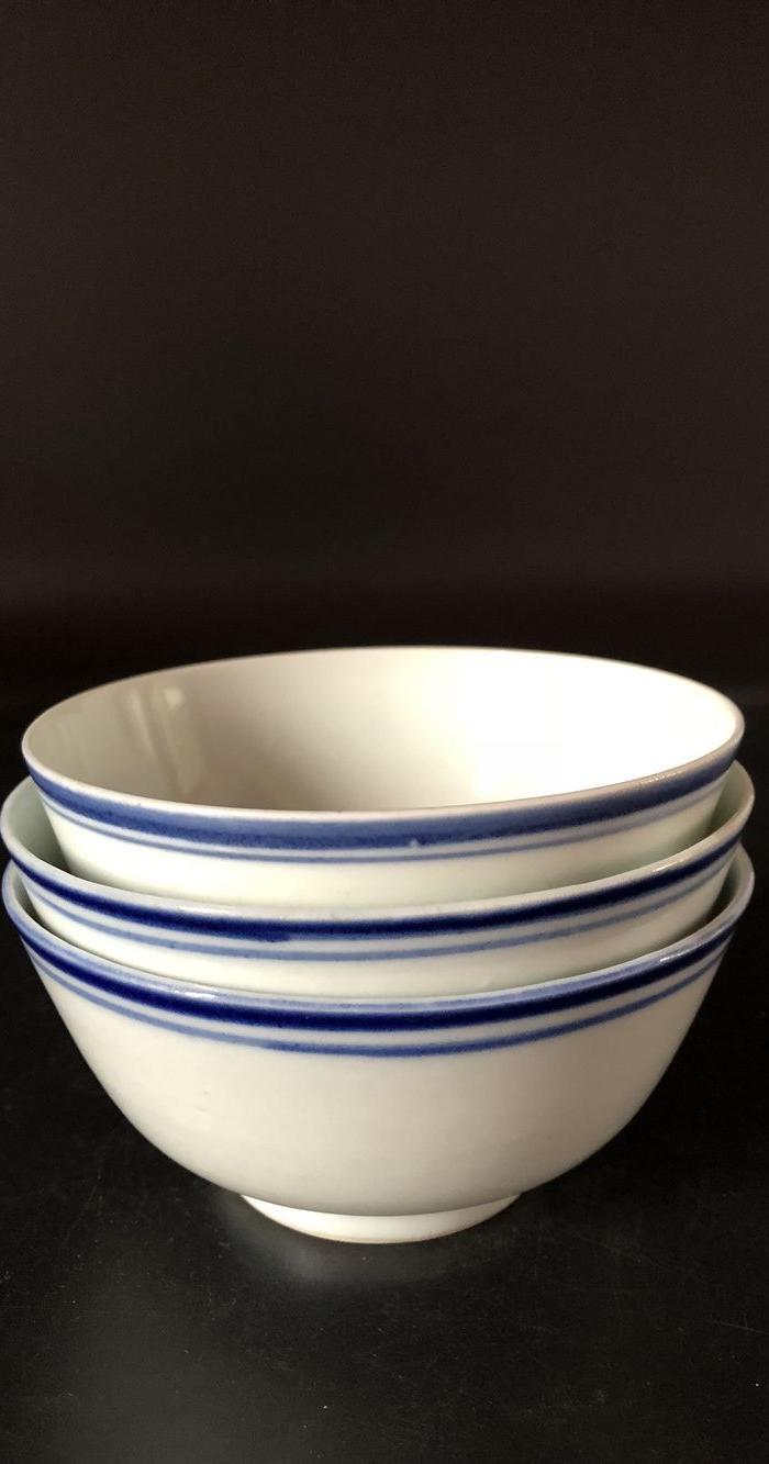 民国蓝边罗汉碗三个