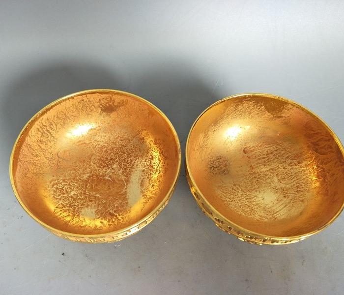 乡下收的明代老龙凤金碗一对