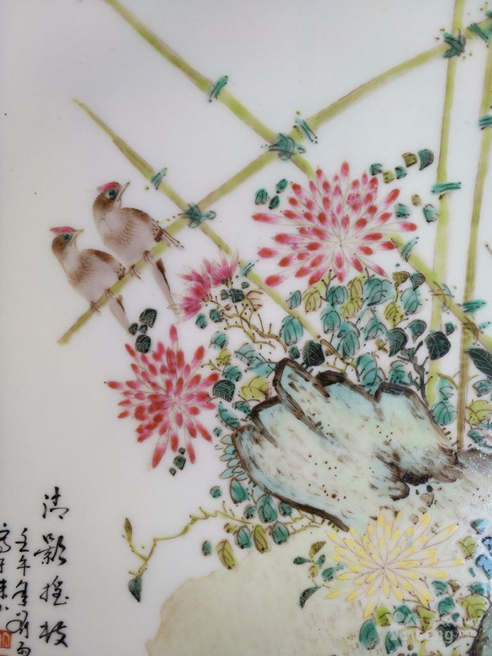 民国花鸟瓷板画