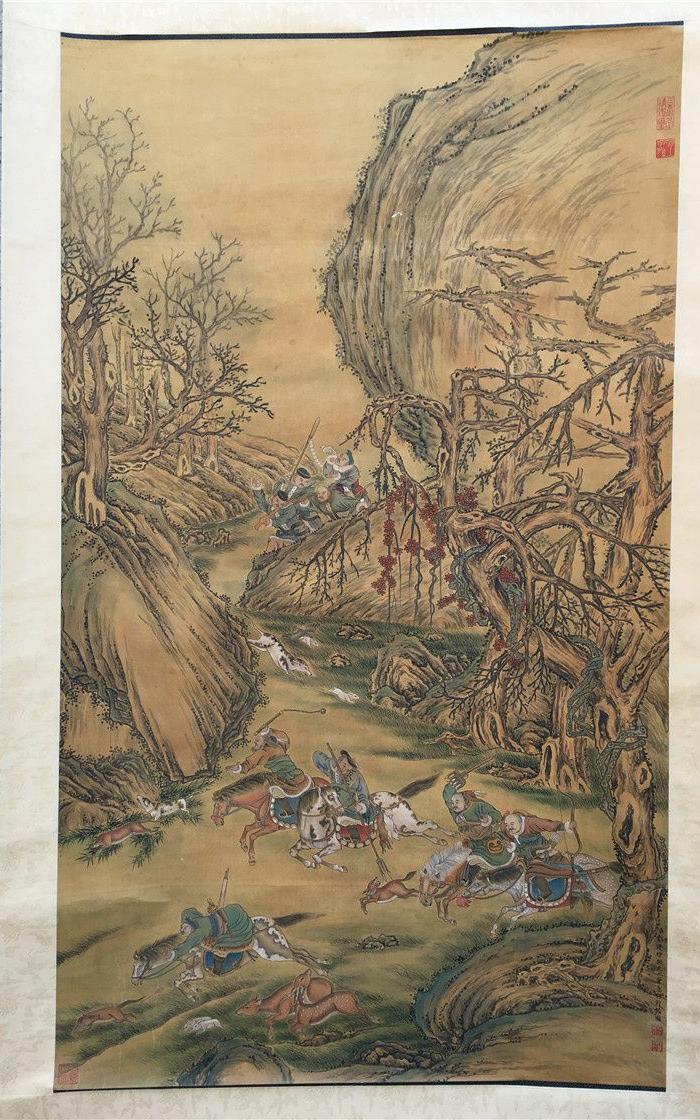 金廷标狩猎图作品