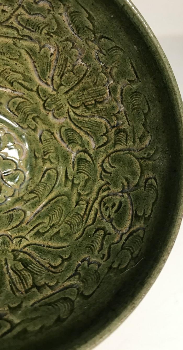 老吉州窑绿釉刻画茶盏