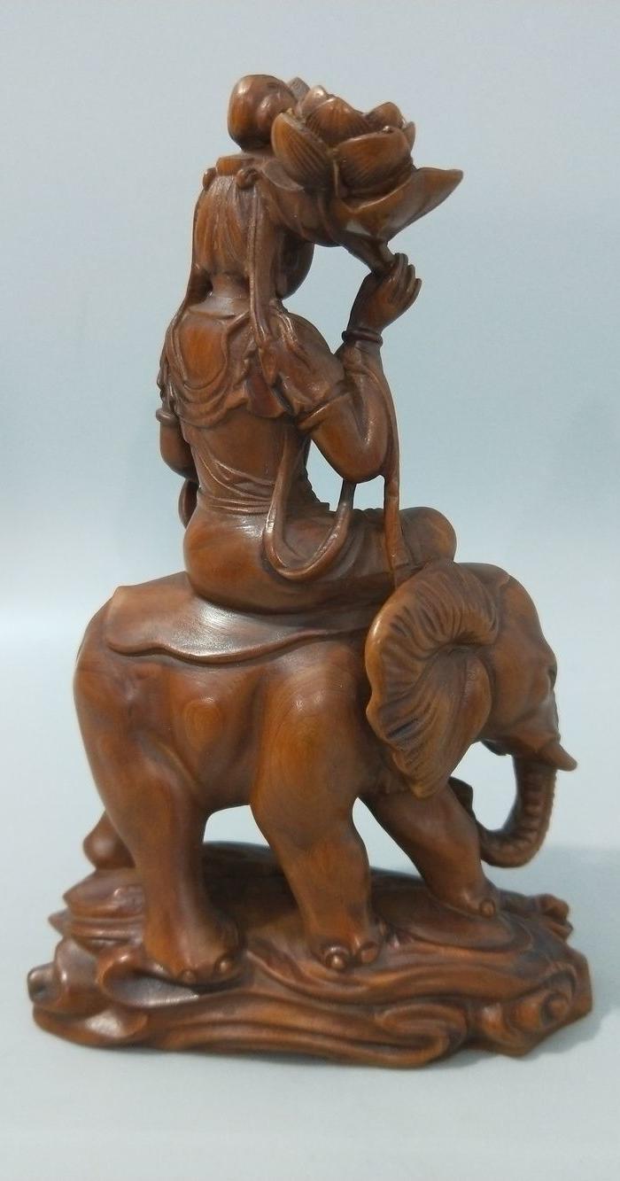 黄杨木骑象观音高17宽11前后宽4.