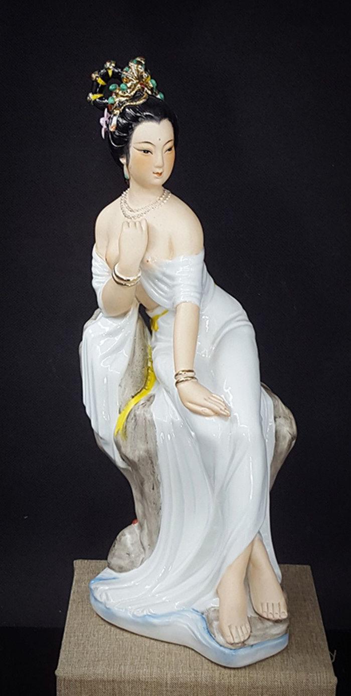 老枫溪美术人物瓷塑 摆件 骊水芙蓉