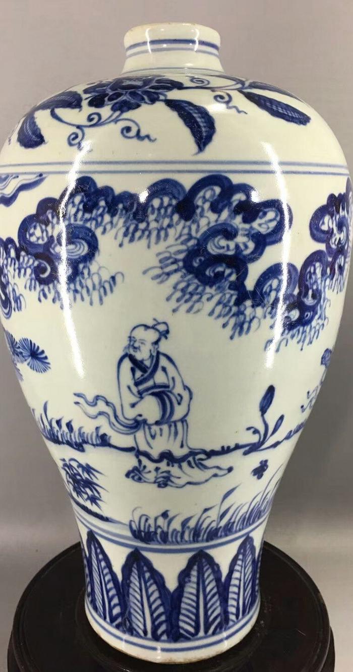 空白期 青花人物梅瓶