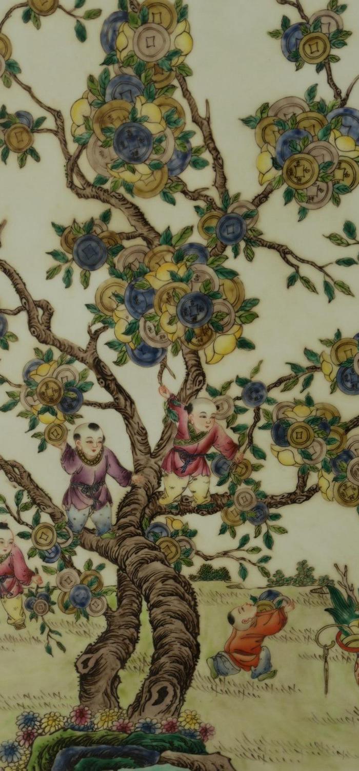 王琦摇钱树瓷板画