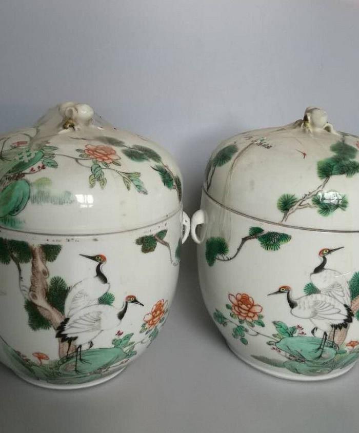 民国名家杨青山盖罐一对