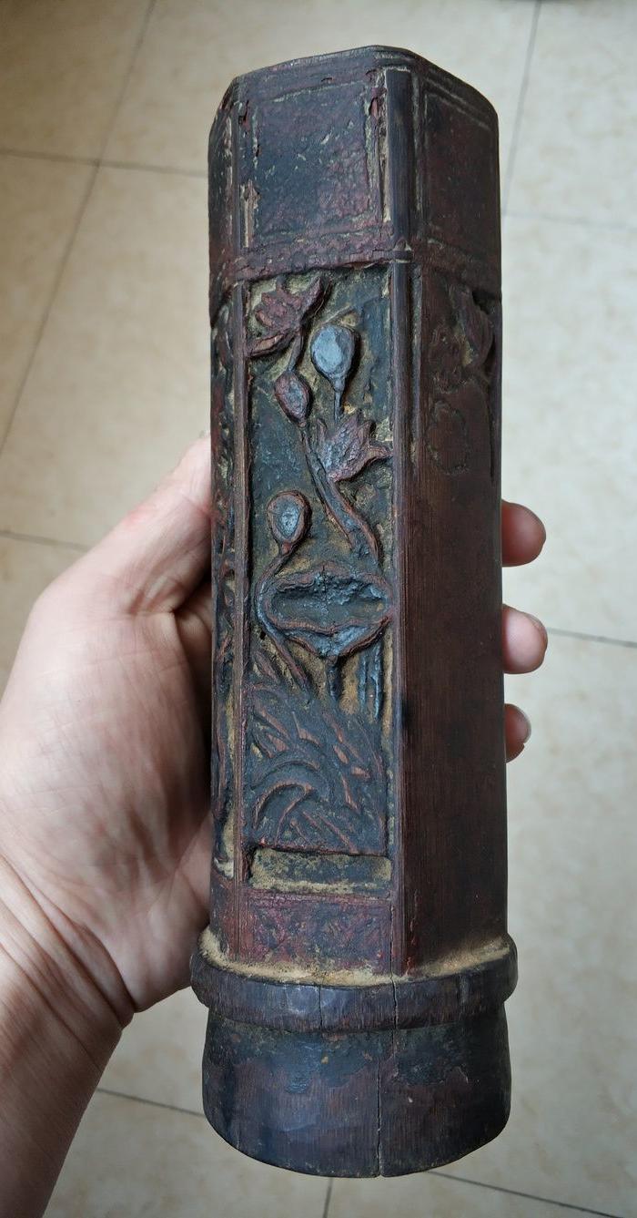 民国漂亮刻工竹香筒