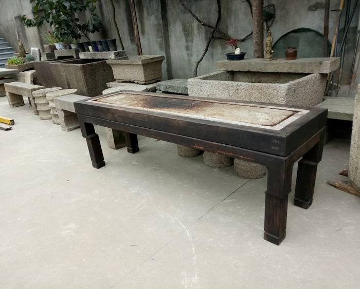 江啸堂 藏品 老石板茶桌1张 茶台茶道桌 大石头茶桌