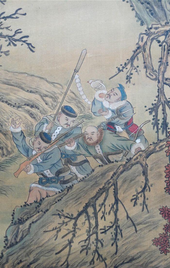 金廷标绢本狩猎图作品立轴