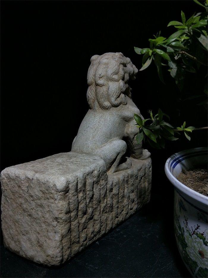 清代汉白玉狮兽门挡门鼓