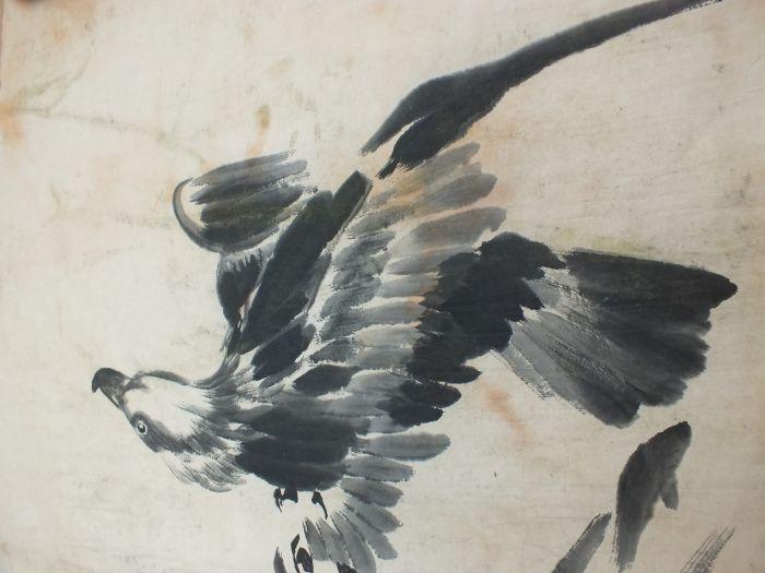 民国画家张书旗款写意老鹰图画芯