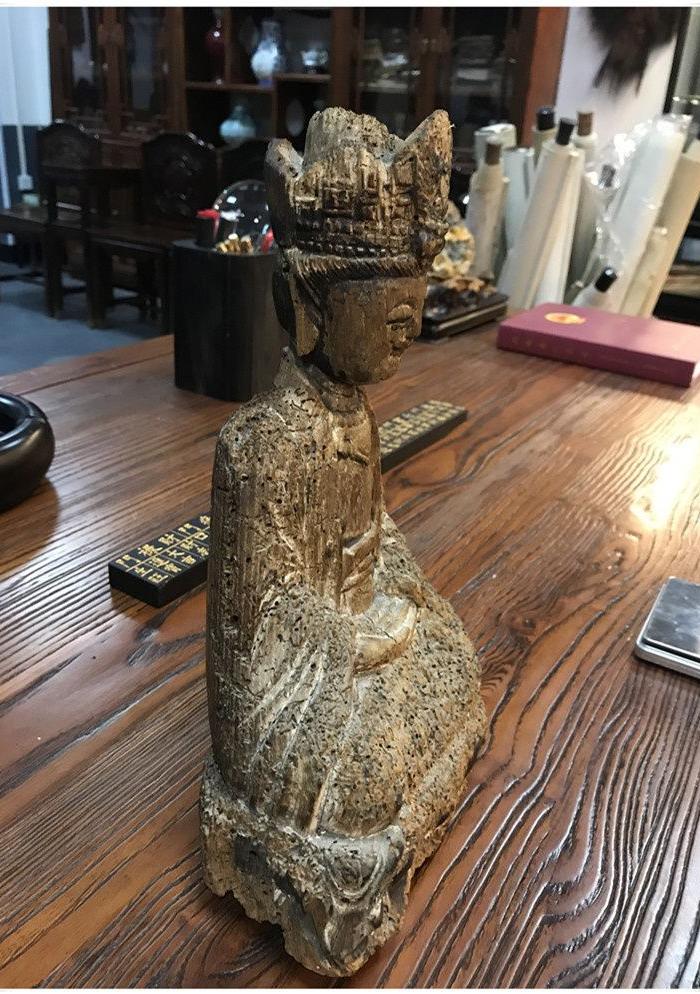 g 1094明代早期木雕观音菩萨 樟木雕刻