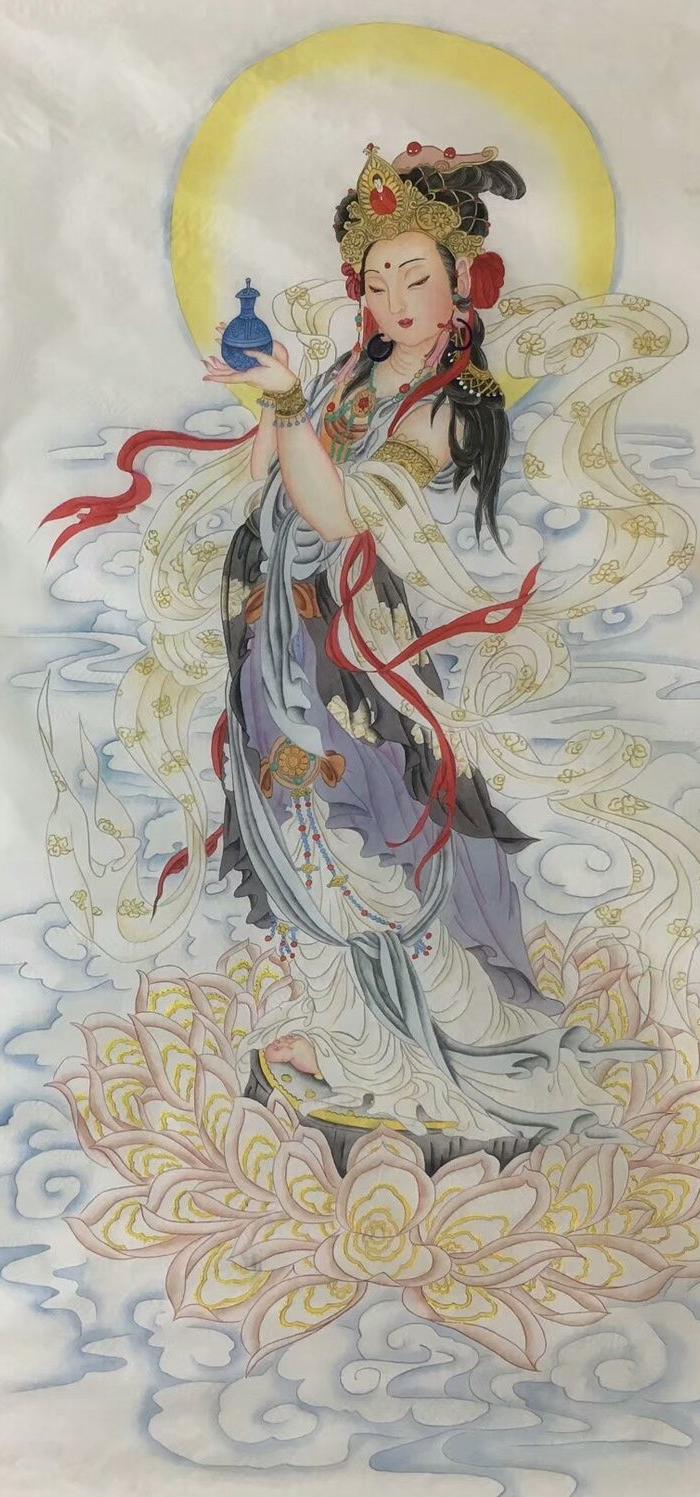 天来堂 实力派画家李婷副院长 绢画西斯出浴图单幅价格_地摊交易_华夏