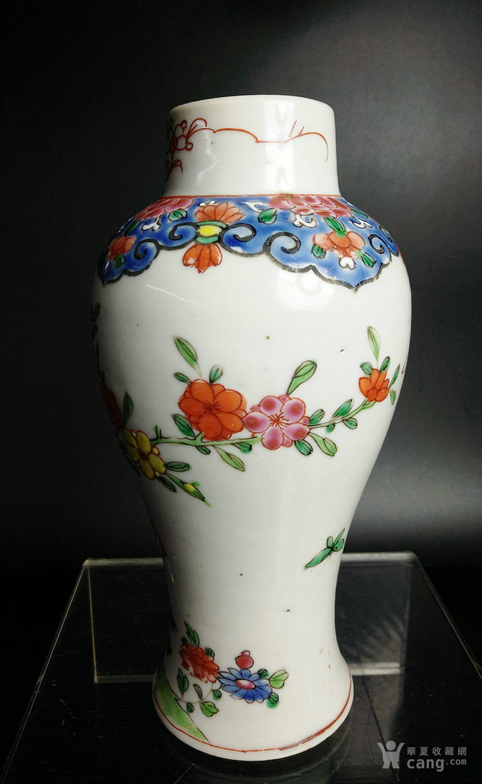 华夏古玩城 瓷器 明清 > 清代 雍正至乾隆料彩五彩花卉文案陈设花瓶