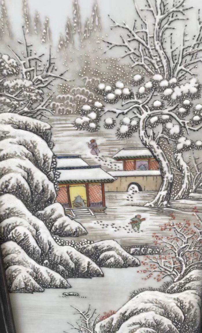 何许人 雪景瓷板画