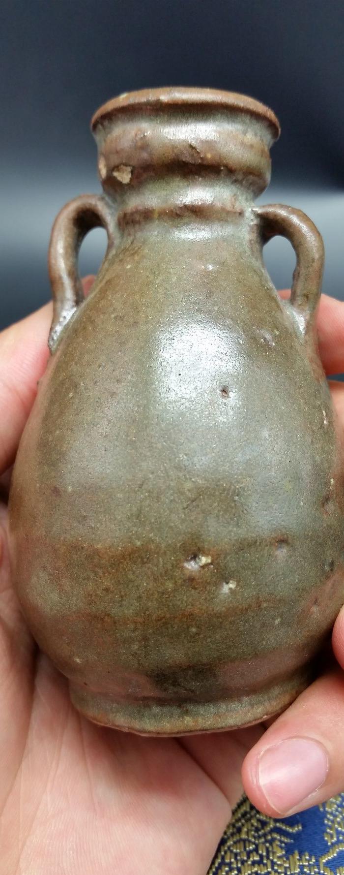 元代茶叶末釉双系瓶