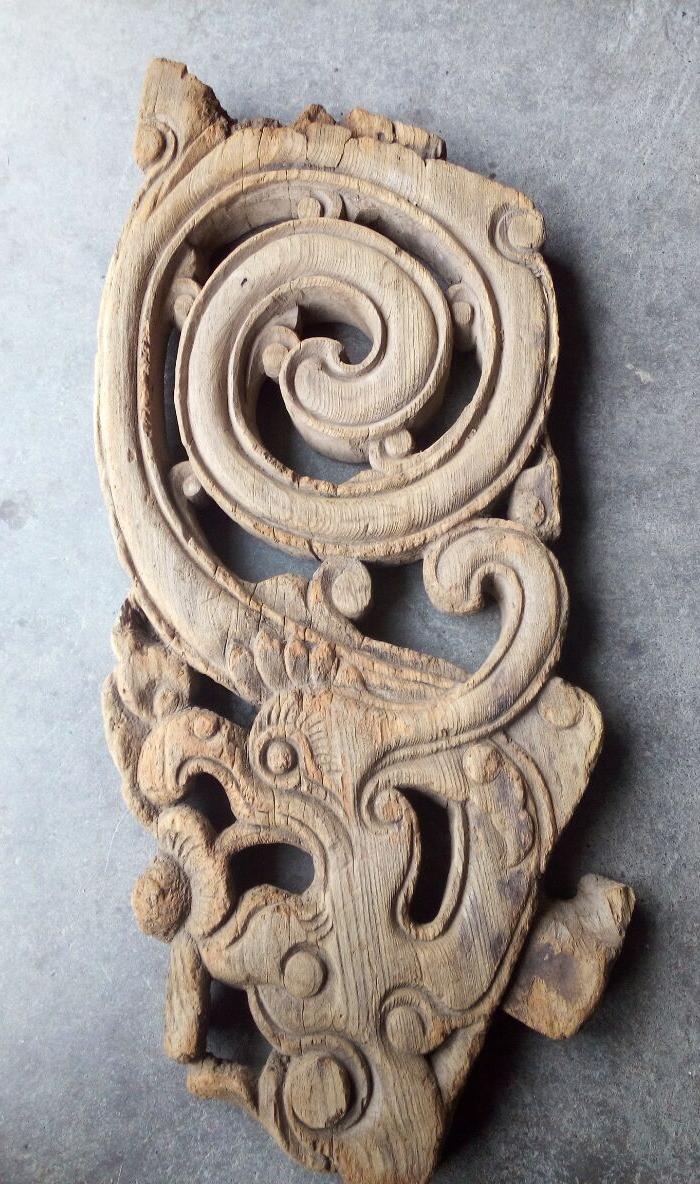 清代草龙木雕三面雕工