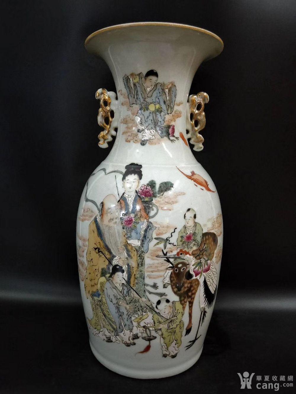 民国马庆云浅绛彩人物双耳瓶