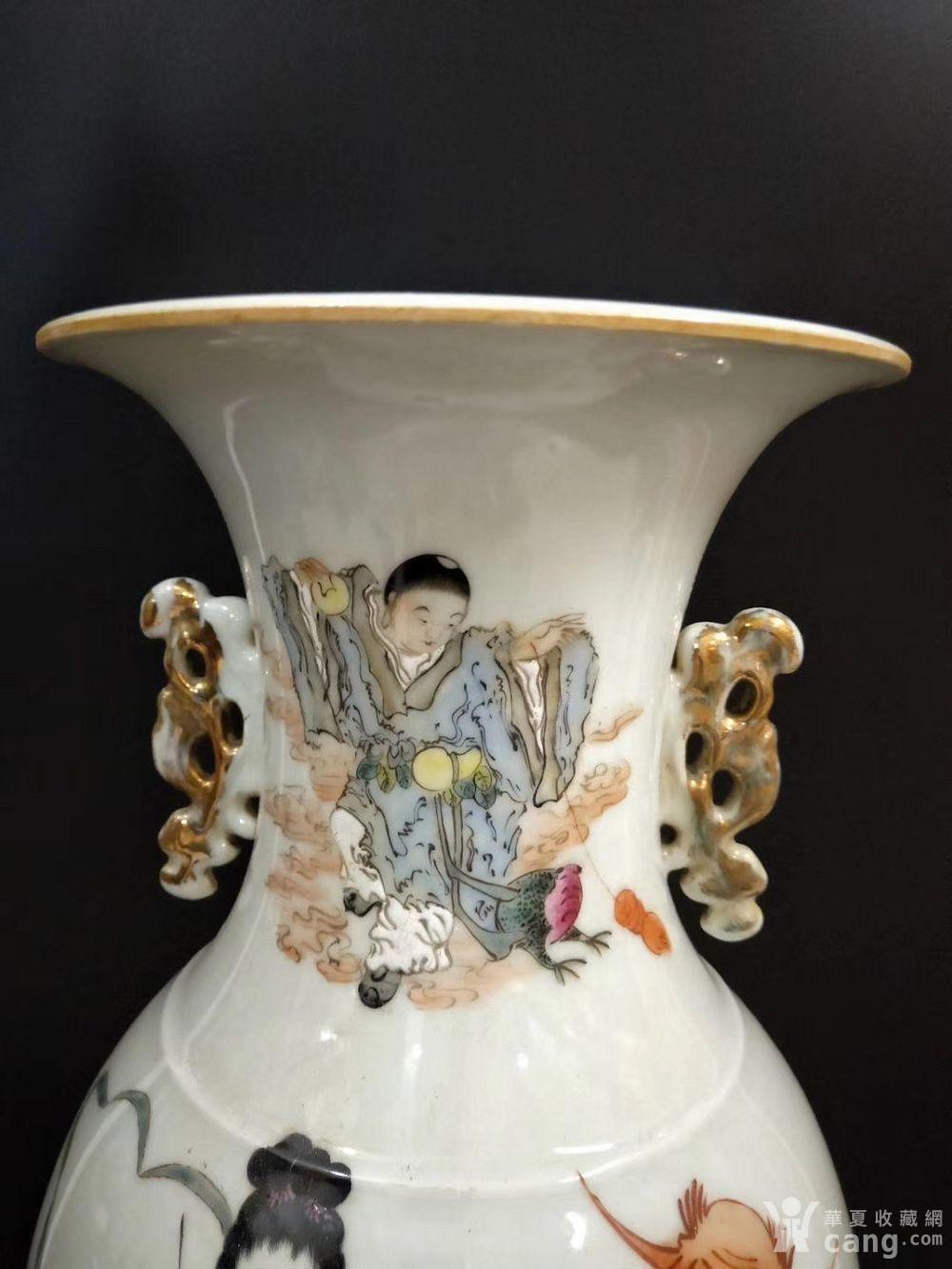 民国马庆云浅绛彩人物双耳瓶