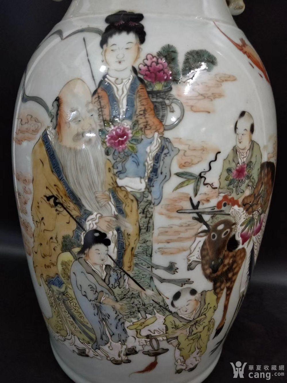 民国马庆云浅绛彩人物双耳瓶