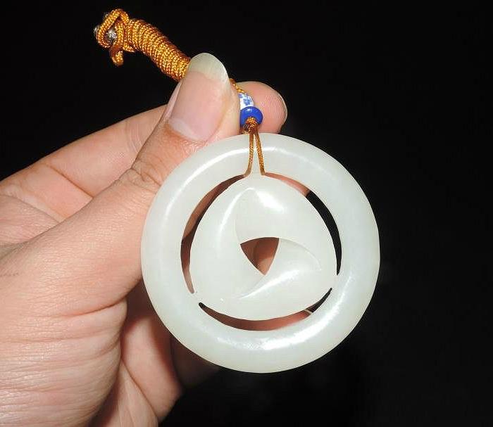 和田玉 白玉 同心圆挂件