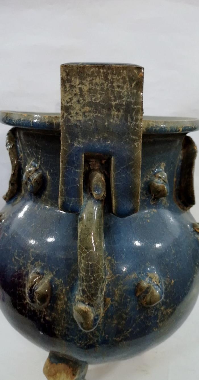 钧瓷窑变釉三足香炉