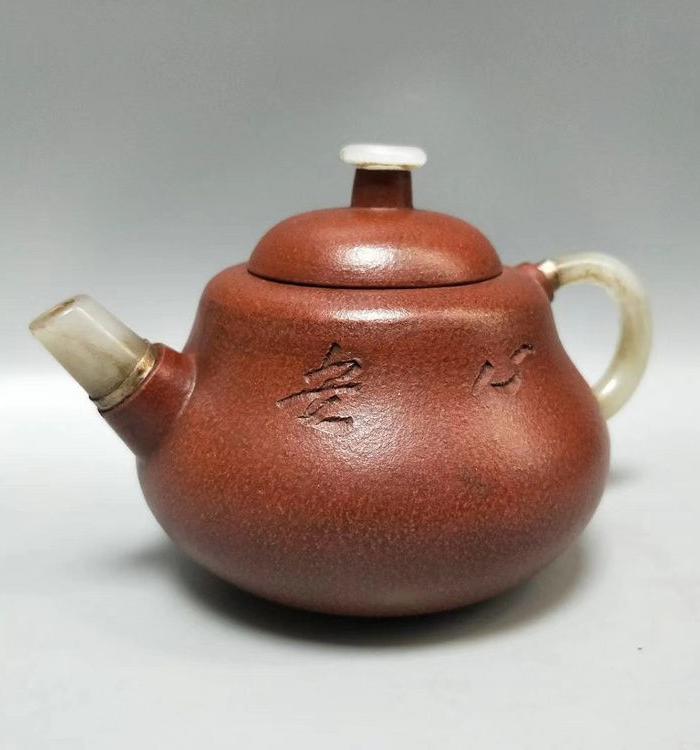 杨鹏年款三镶玉紫砂壶