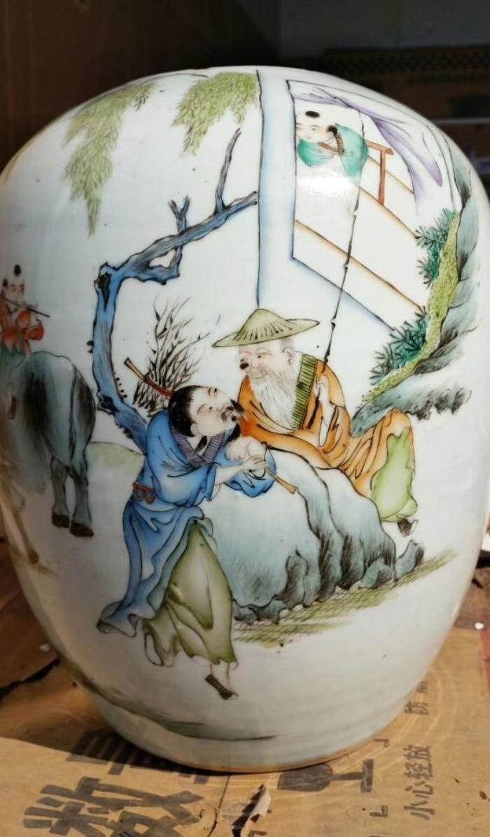 渔樵耕读冬瓜罐图片_来自藏友尚古斋古董店_瓷器_地摊交易_华夏收藏网
