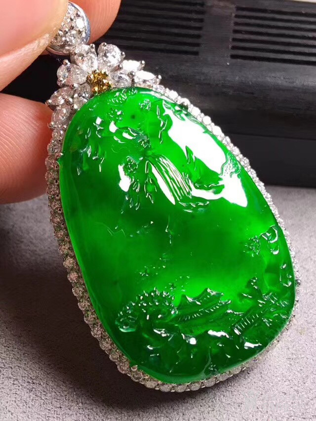 帝王绿山水牌,色辣起光