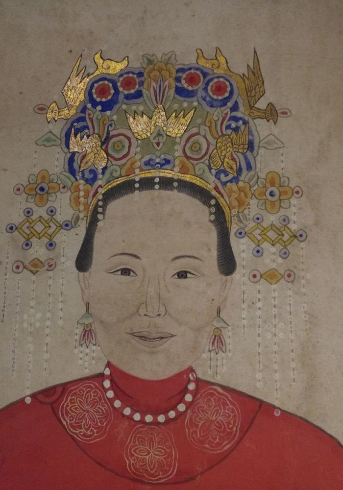 江啸堂 藏品 古玩 清代人物画像1幅国画祖宗像手绘画像