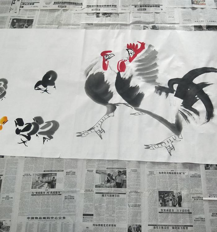 中国美协当代书画名家张文光精美大写意国画《全家福》