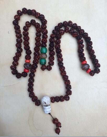 收来的鹰古佛珠 镂空雕鹰骨佛珠串 108颗 鹰骨佛