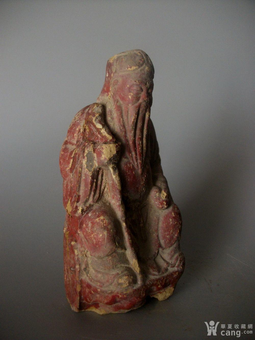 清未泥塑土地公座像