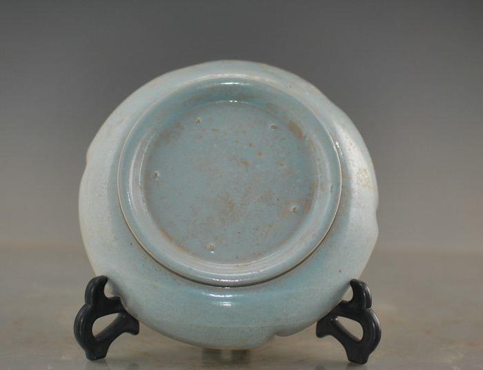 宋清凉寺汝窑玛瑙釉花口盘.古董古玩古瓷器
